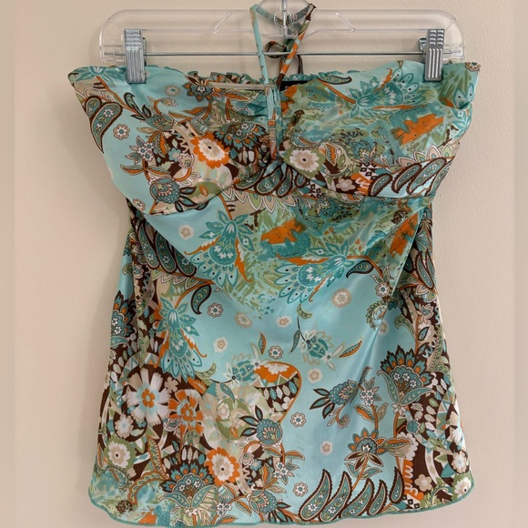 Rue21 Tops - Vintage Y2K Paisley Halter Top Turquoise Boho Fairycore Festival Tank XL summer